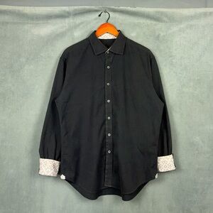 Robert Graham Button Up Shirt Mens Size XL Black Faded Jacquard Paisley